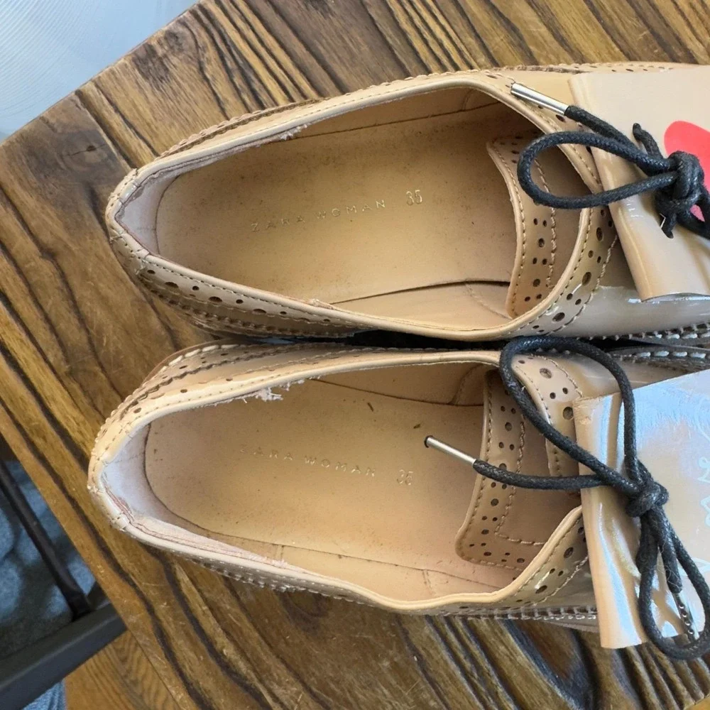 Zara Womens Platform‎ Oxfords Wingtip Brogue Love Heart Shoes Size EU 35 US 5